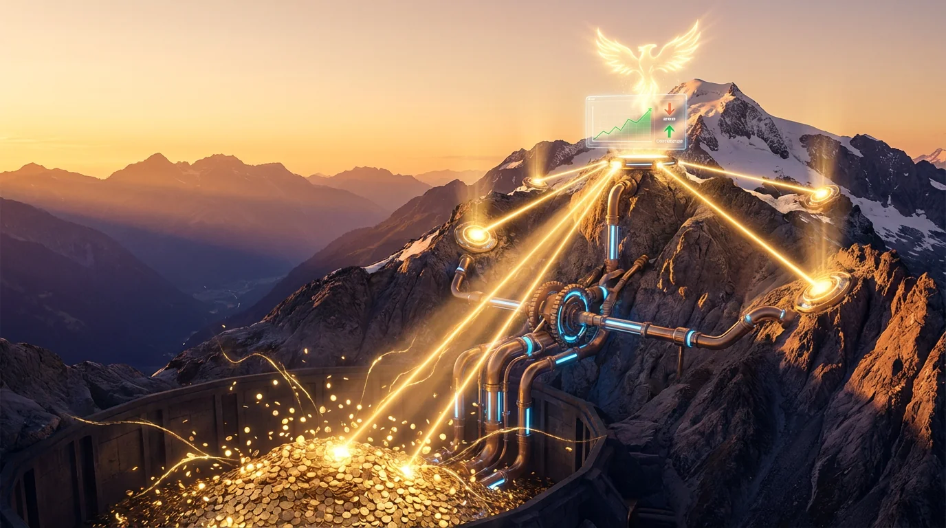 How to Reduce Ad Spend While Increasing Conversions in 2026 — A phoenix rising over a streamlined conversion funnel