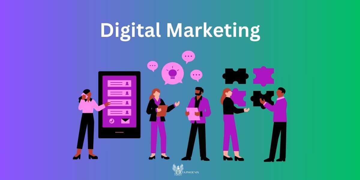 Digital Marketing featured image showcasing a group of people piecing together how to market.